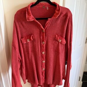 Free people Women's Red Button-Up Top
